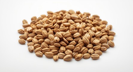 Naklejka premium Natural sunflower seeds placed on a clean white background in a flat layout to show texture and color