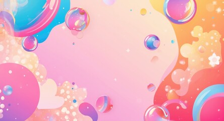 Fototapeta premium Bright cartoon bubble backdrop with copy space designed for wide screens