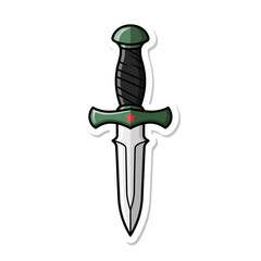 Naklejka premium Stylized dagger with red star emblem