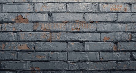 Naklejka premium Rough surface textured gray brick wall with peeling paint in industrial design background
