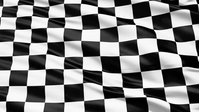 Dynamic 3d animation of a checkered flag waving, ideal for 3d video, VJ, Loop Vj, Robot, DJ performances. Abstract background with fluid motion for productions, referencing 765.mp4