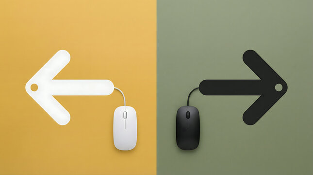 Computer Mouse and Arrows: Opposite Directions, Left and Right