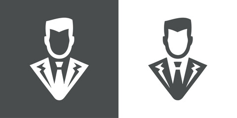 Logo sastrería de ropa de caballero. Dibujo con líneas de la cara de un hombre con chaqueta, camisa y corbata © teracreonte