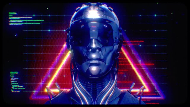 A cutting-edge 3d animation 3d video featuring a futuristic robot DJ, perfect for VJ loops and energetic electronic music sets, creating a vibrant visual experience