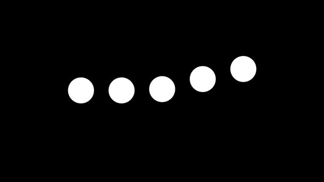 GUI 6 Heavy Ball Bounce Loader w/ Alpha. Animated playful UX loading screen with a row of 5 perpetual bouncing balls. Element includes alpha channel