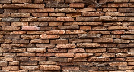 Fototapeta premium Stacked and thick brick facade revealing historic masonry skill