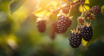 Organic farm blackberries in summer highlighting fresh fruit for healthy meals