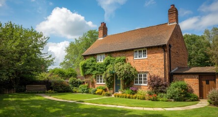 Fototapeta premium Charming housing terrace with chimney smoke creating warmth and abundant copy space