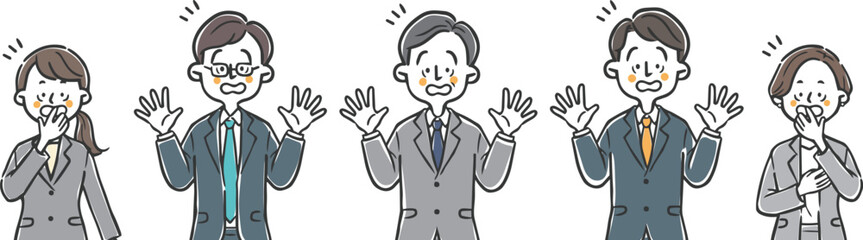 びっくりしているビジネスパーソン　上半身　ベクター