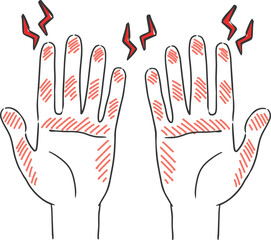 ハンドケア　手荒れ　トラブルのある手　ベクター