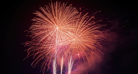 Abstract fireworks display background with ample copy space