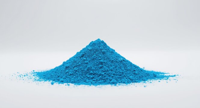 Sharp isolated view of bright blue CuSO4 crystalline powder