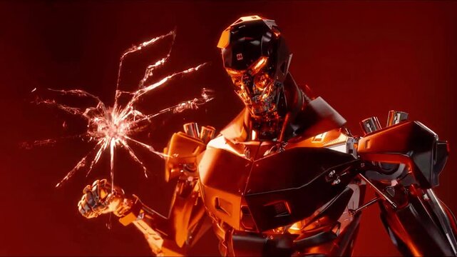 Captivating 3D Animation of a Futuristic Robot in a Dynamic 3D Video, Perfect for VJ Loops, DJ Sets, and Digital Art - A Sci-Fi Spectacle