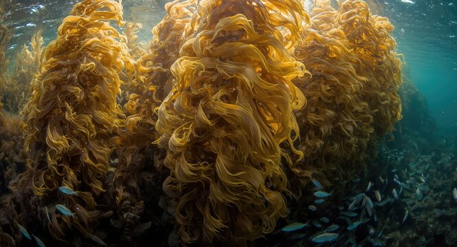 Marine algae Macrocystis pyrifera creating vital underwater habitats