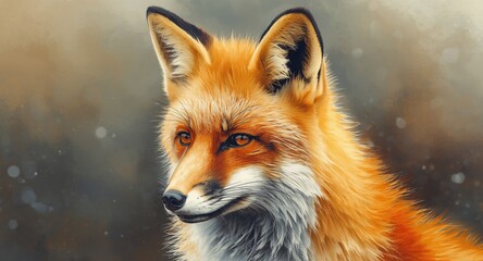Fototapeta premium Watercolor artwork of a charming wild fox with bright red fur