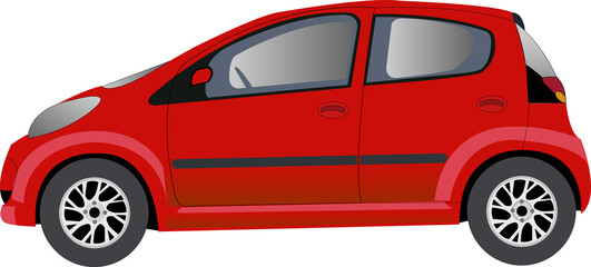 Véhicule de collection, de couleur rouge, de profil © guitou60