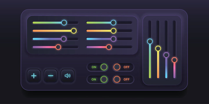 Neon Dashboard Interface Illustration with Data Control Panel Design