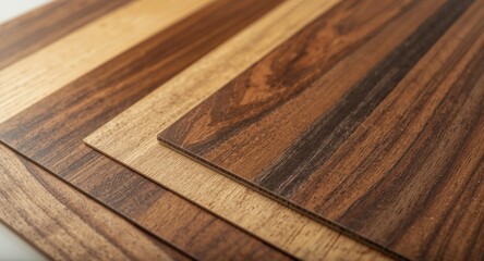 Decorative veneer sheets made from natural wood with varied grain and texture styles