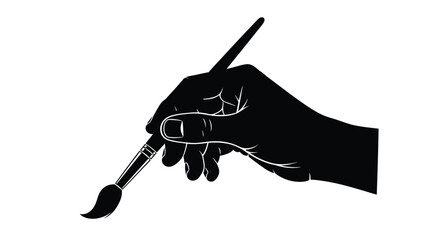 A silhouetted hand delicately holding a paintbrush poised for artistic creation © Tm Studio