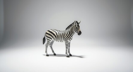 Fototapeta premium Zebra Toy Replica Placed on Bright White Display