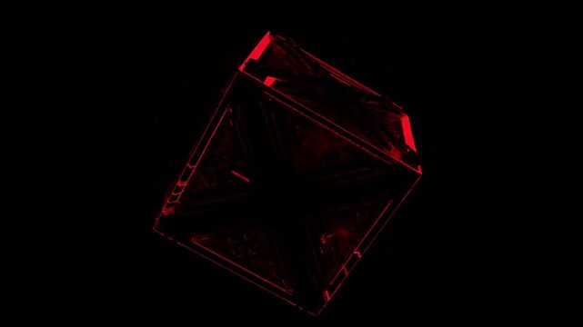 Red wireframe cube 3d animation, a captivating 3d video VJ loop. Perfect for a DJ performance or a futuristic robot visual display