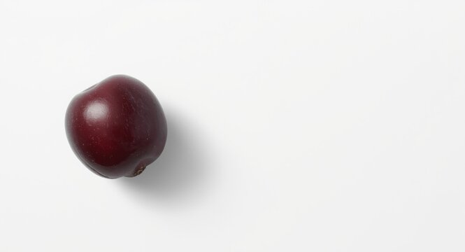 Damson plum with shadow on a flat white background including copy space