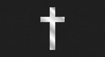 Fototapeta premium Silver Christian Cross on Black Background.