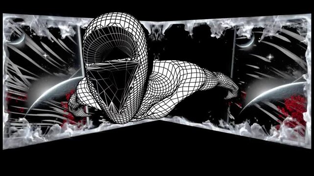 An electrifying 3D animation loop video, perfect for VJ sets, featuring a futuristic robot DJ performing with dynamic visuals and vibrant energy, captivating audiences with its unique style