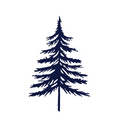 Obraz premium A dark blue stylized illustration of a coniferous evergreen tree against a plain white background