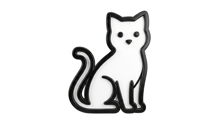 Fototapeta premium Stylized White Cat Silhouette with Black Outline