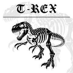 Tyrannosaurus Rex Skeleton Illustration in Gothic Style © Noire8lossom