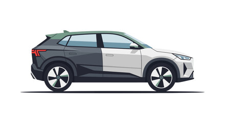 Naklejka premium Modern SUV with sleek design and vibrant color scheme.