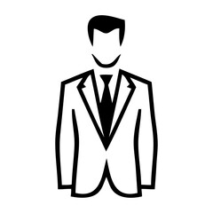 Logo sastrería de ropa de caballero. Dibujo con líneas de un hombre con chaqueta, camisa y corbata © teracreonte