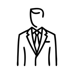 Logo sastrería de ropa de caballero. Dibujo con líneas de un hombre con chaqueta, camisa y corbata © teracreonte