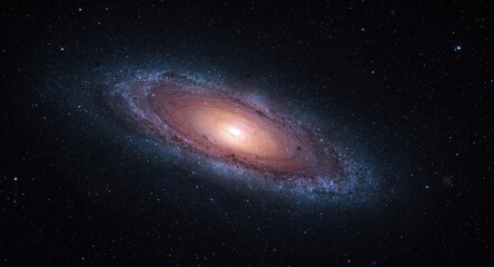 Obraz premium Spiral galaxy glowing with bright stars in a dark cosmic background