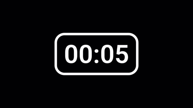  10 second countdown timer animation from 10 seconds to 0 seconds on a transparent background, ten second countdown timer from zero to ten with alpha channel for intro and filming.