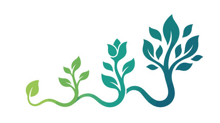 Stunning plant growth concept with leaves and stems in gradient colors