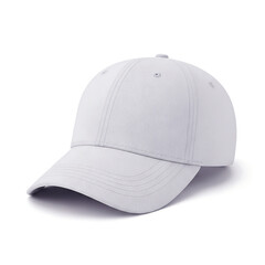 Blank light grey baseball cap isolated on white background mockup for branding design