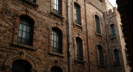 Fototapeta premium Artistic brick facades reflecting historical construction
