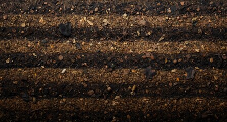 Obraz premium Soil profile vertical view showing stratified layers beneath the ground surface