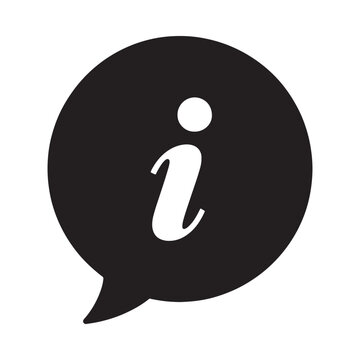 A simple black speech bubble icon contains a white lowercase i symbol