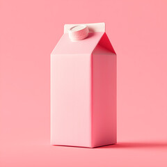 Minimal pink milk carton with cap on a pastel pink background.