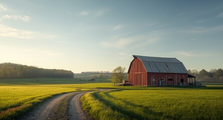 Obraz premium Secluded agricultural landscape including copy space for design work