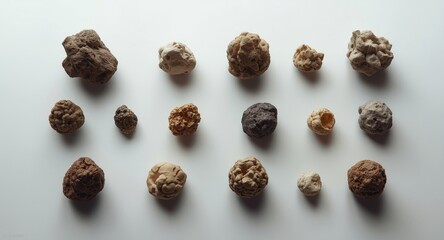 Obraz premium Thirteen gallstones showcased on a plain white surface