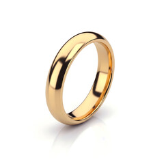 Shiny gold wedding band ring isolated on white background