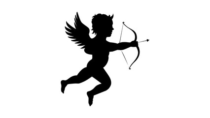 Fototapeta premium Cupid Silhouette Aiming Bow and Arrow for Valentine Day