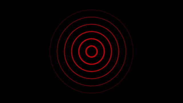 Concentric Red Circles Radiating Outward on a Black Background abstract