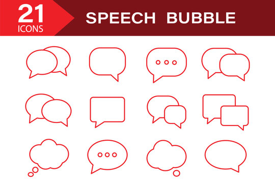 30 set of speech bubble icon  editable stroke vector illustration in modern thin line style. Popup bubble speech line icon set. Vector for message  comment  chat icon. Ideal for modern communication