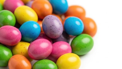 Vibrant easter eggs on white background celebrating easter day with colorful decorative eggs