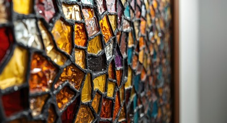 Traditional stained glass mosaic featuring authentic colors